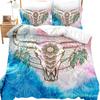 Farm Animal Duvet Cover Set Single King Queen Bohemian Mandala Bedding Set Microfiber Deer Bull Head Cow Skull Comforter Cover