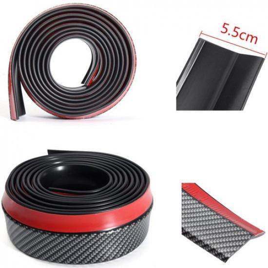 Universal PU Carbon Fiber Front Bumper Lip Splitter Chin Spoiler Body Trim (8ft)