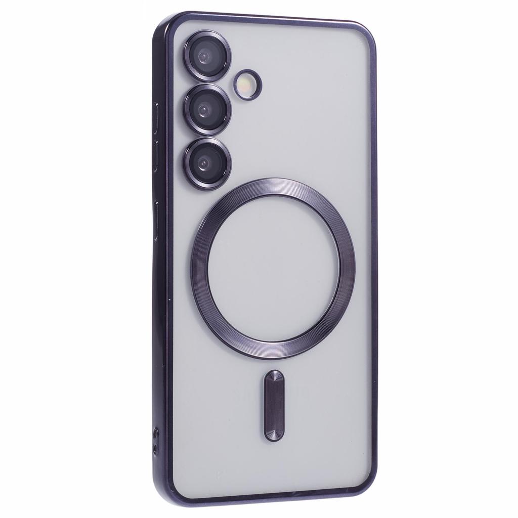 For Samsung Galaxy S25 Magnetic Case Electroplated TPU Phone Cover with Lens Film