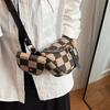 2025 new foreign style versatile checkerboard retro fashion plaid waist bag dumpling bag messenger bag tote bag