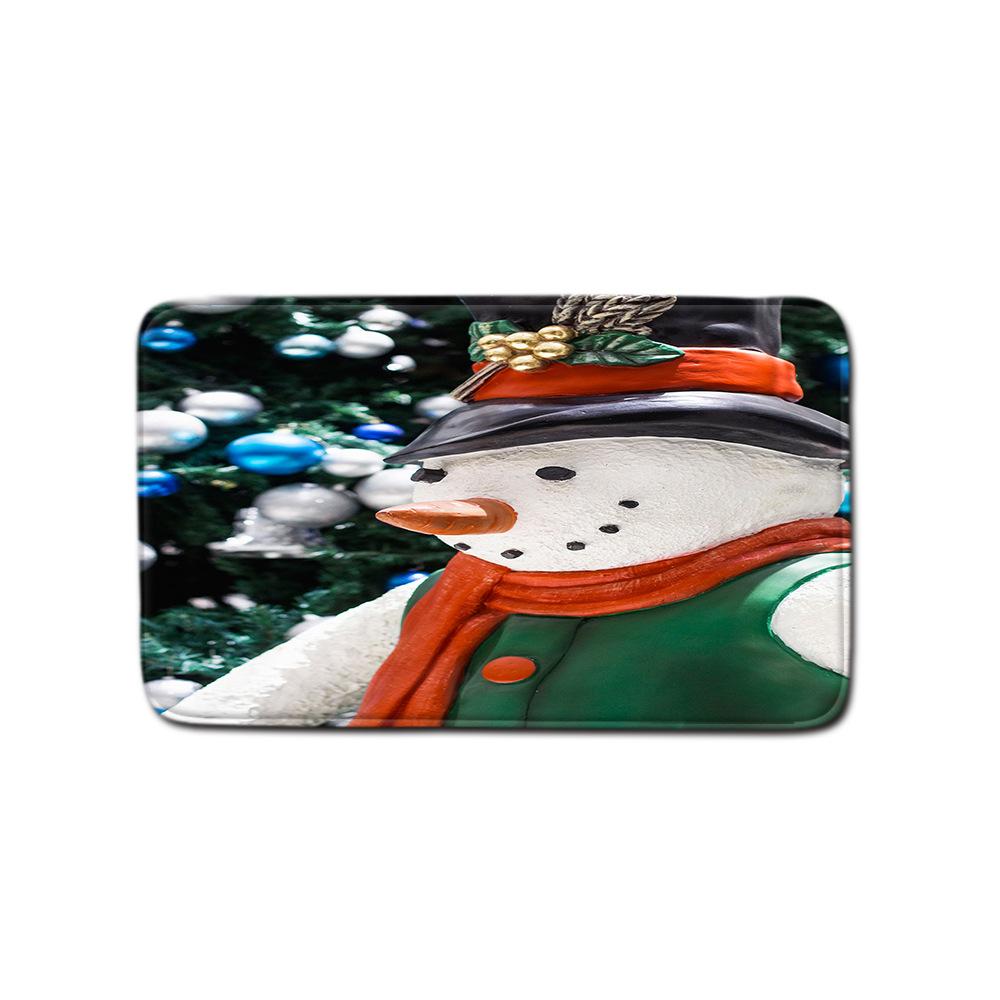 Christmas Shower Curtain Floor Mat Combination Four-Piece Set Bathroom Toilet Carpet Shower Room Mat Foot Mat