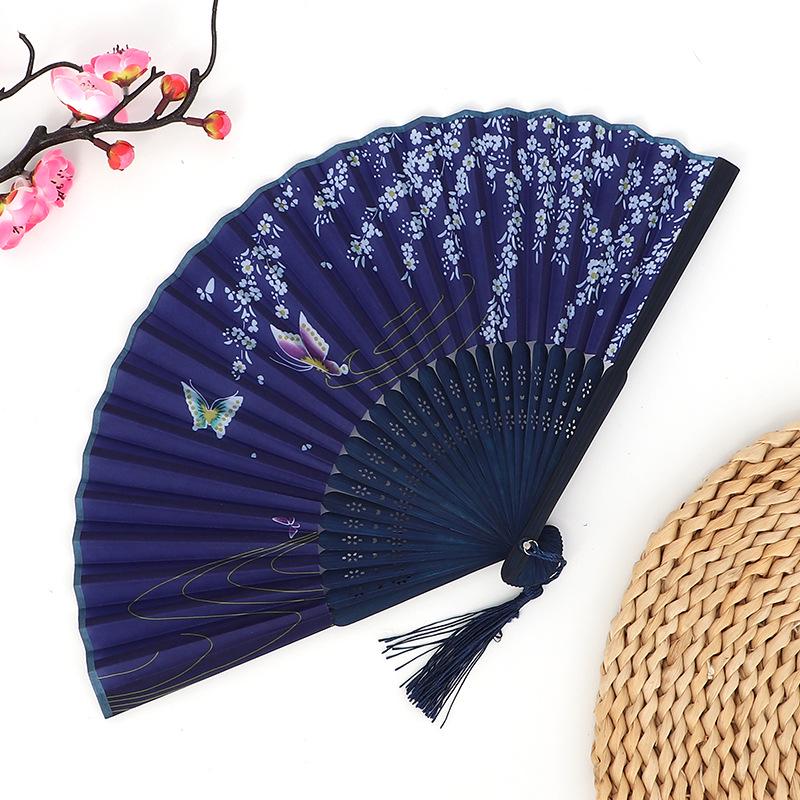 Hanfu skládací vějíř pro ženy inspirovaný japonským a čínským stylem – Scénický tanec bambusový styl