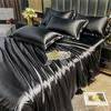 Blended Natural Mulberry Silk Bedding Set with Duvet Cover Bed Sheet Pillowcase High End Satin Single Double Queen King Bedsheet