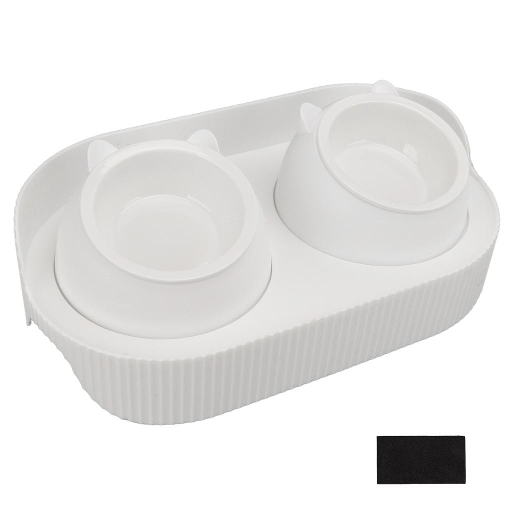 Keramik-Hundenapf-Set Lebensmittelecht Anti-Spritz Doppel-Futter-Wassernäpfe für Katzen Hunde Kätzchen und Welpen(Weißer [Cheongsam]