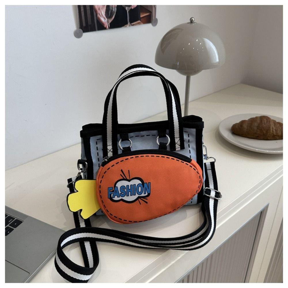 Detachable 2D Anime Tote Bag Canvas Cartoon Crossbody Bag Cute Comic Shoulder Bag  School