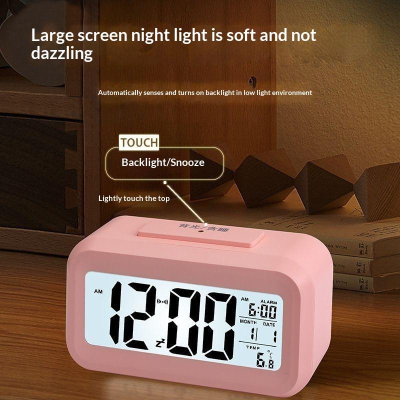 Digital Compact Alarm Clock Temperature Date Display Multiple Colors Easy to Operate for Elderly Student Daily Use