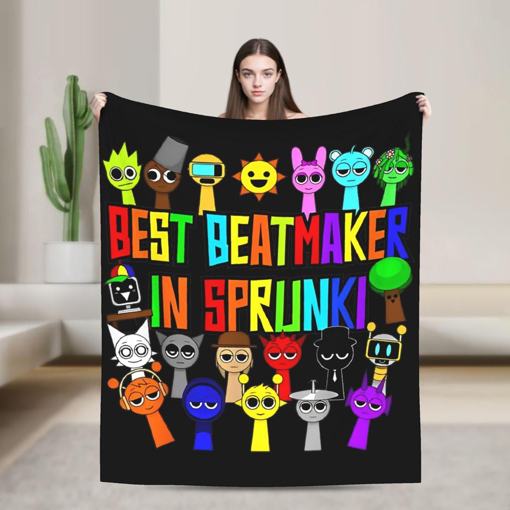Sprunkies Kids Characters Sprunki Blankets Flannel Printed  Breathable Ultra-Soft Throw Blanket for Bed Office Rug Piece