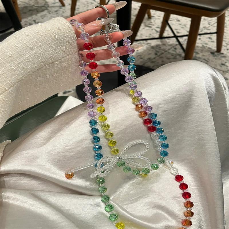 Laccetto per Telefono a Forma di Farfalla con Cristalli Arcobaleno e Cordino in PVC per Donna e Uomo