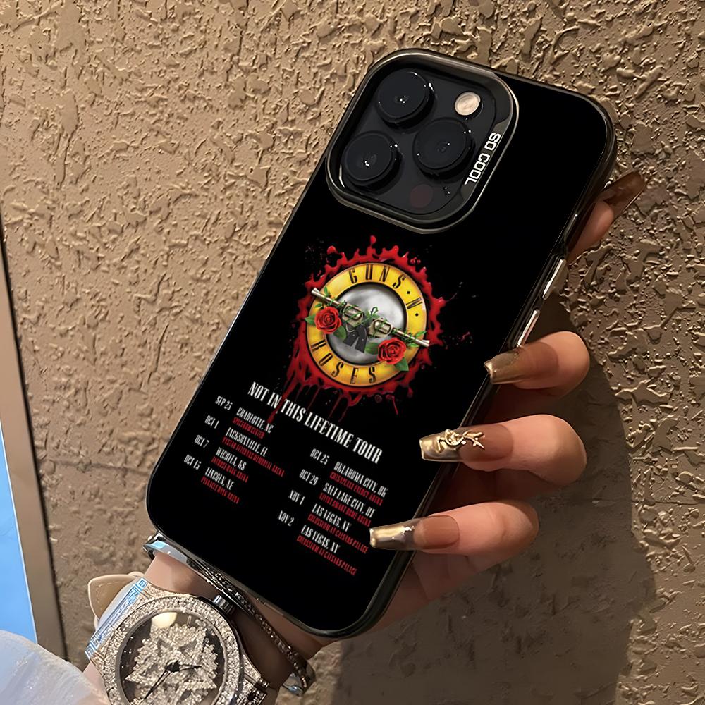 Band G-Guns N Roses Phone Case For 17 Pro Max IPhone 16 Pro Max 15 14 Plus 12 13 X XS Max 11 Colorful Silver Cover