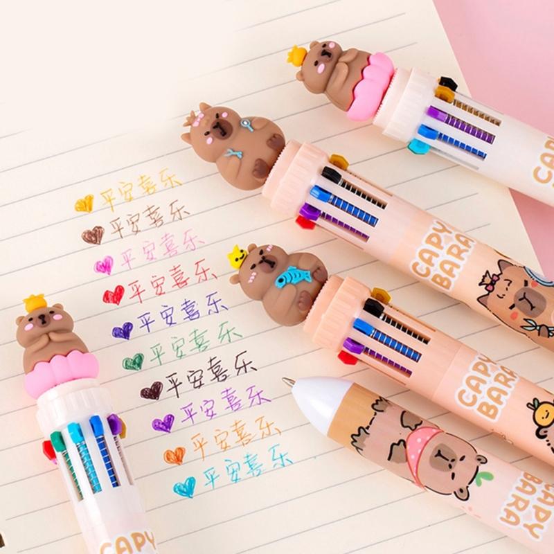 Multicolor Ballpoint Pen 10 Color-in-1 Ballpoint Pen 0.5MM for Writing Color Coding Journaling Office Writing Supply