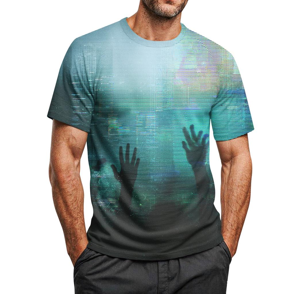 Herre Halloween Trykket Rund Hals Raglan Kort Ermet Topp T-skjorte