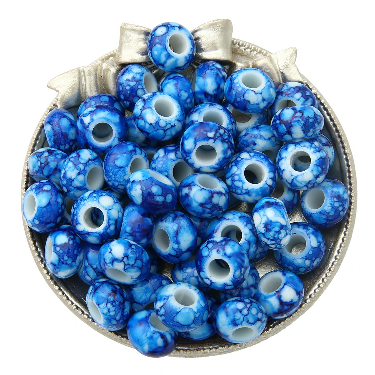 

30 шт. 15x9 мм акриловые бусины в форме цветка с большим отверстием, сплюснутые бусины в форме колеса, свободные бусины-разделители для изготовления ювелирных изделий синий