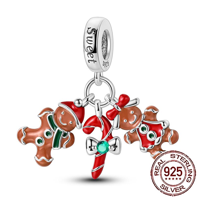Novos Berloques de Cobre de Natal Papai Noel Berloques para Pulseira Corrente Cobra Colar Feminino Joias Diy