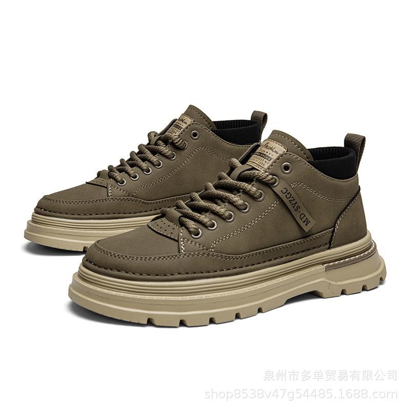 High-top new British-style retro mid-top thick-soled heightening board shoes, comfortable soft-soled casual trendy shoes