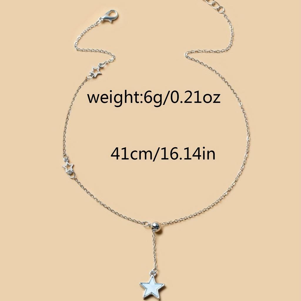 Stylowa Osobowość Prosty Regulowany Wisiorek Pentagram, Retro Naszyjnik z Muszli Seksowny Łańcuszek na Obojczyk