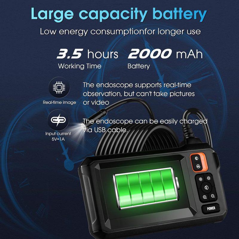 Industrielle Endoskopkamera 4,3-Zoll-IPS-Bildschirm 8mm HD1080P IP67 Wasserdicht 8 LED-Licht Inspektions-Boreskop für Rohr Autoreparatur