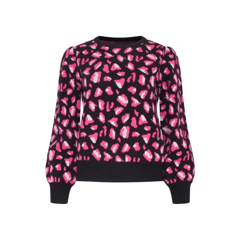 

Новый осенне-зимний женский жаккардовый трикотажный свитер с круглым вырезом и леопардовым принтом, свободный топ с длинными рукавами, теплый женский свитер L красный