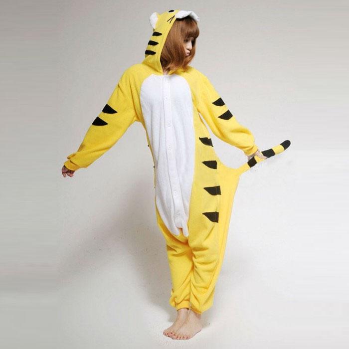 Kigurumi Animal Cosplay Macacão com Capuz Pijama Homens Mulheres Manga Longa Inverno Quente Rompe Pijamas Panda Leão, leopardo, elefante, zebra, cosplay de tigre