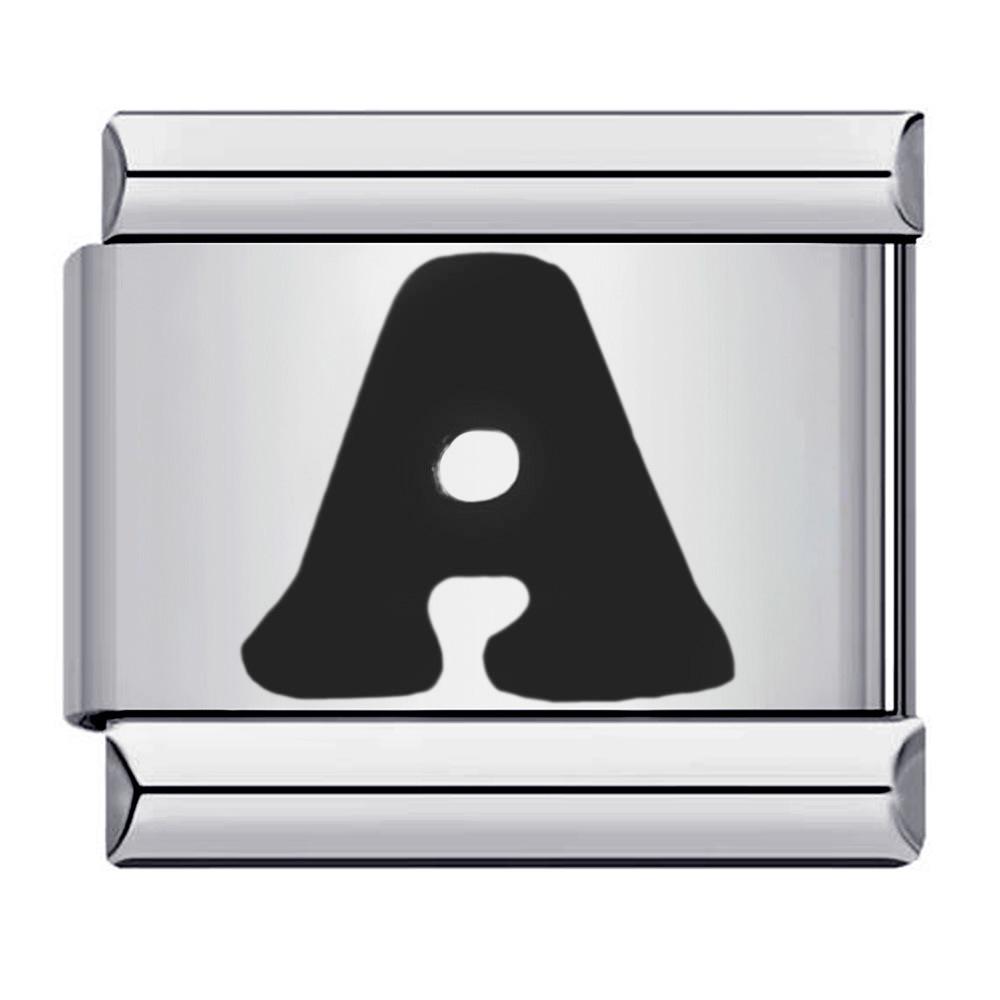 

Итальянский браслет-шарм с инициалом из черной нержавеющей стали