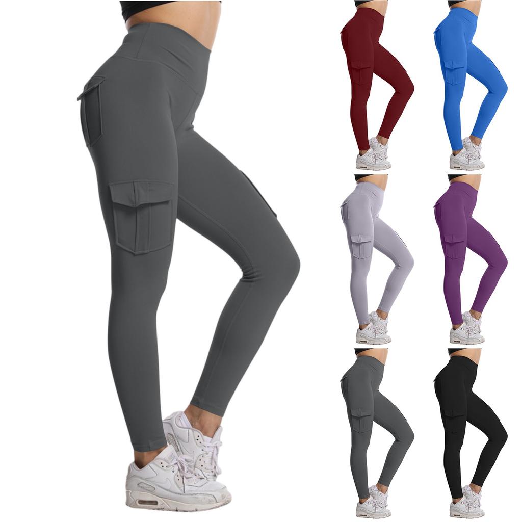 Women's Fashion Solid Color Yoga Pants High Waisted Skinny Sweatpants Fitness Pants