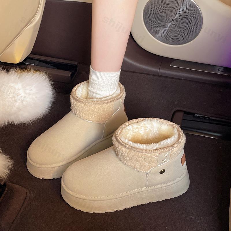Winter Women Snow Boots 2026 Plush Warm Anti Slip Comfortable Ankle Boots Fluffy Round Toe Platform Cotton Boots Botas Mujer