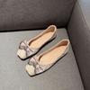 Anti-slip With Heel Shoes for Women Elegant Party Slip-on Satin Discount Stylish Genuine Mark Spring Non 2025 Trend Woman Flats