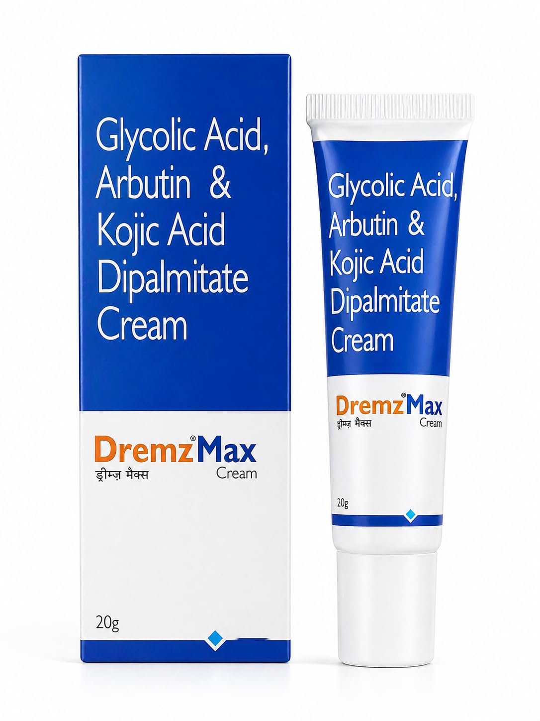 DremzMax 10% Glycolic Acid, 5% Arbutin & 2% Kojic Acid Dipalmitate Cream | Skin Brightening & Pigmentation Reduction Formula, 20g by Scientific bea
