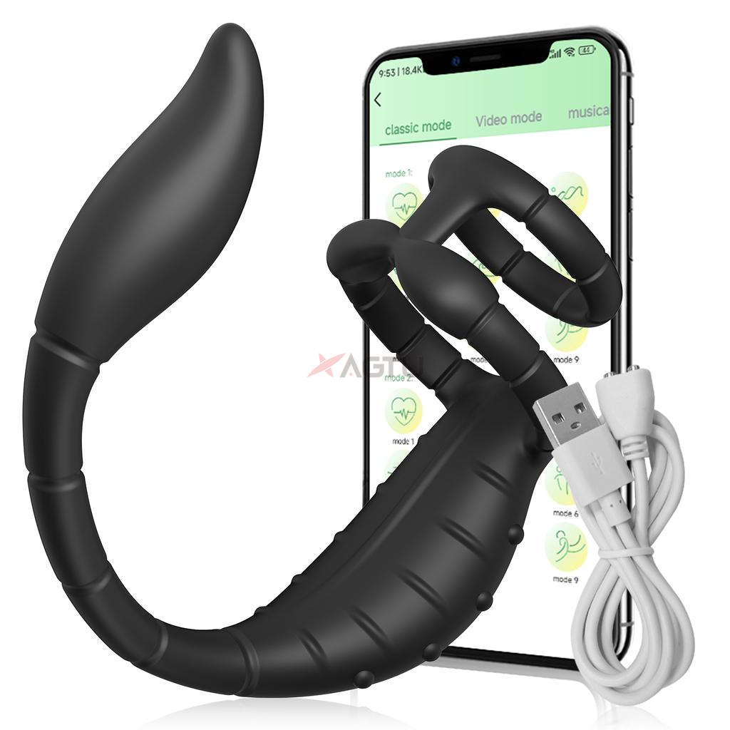 App Sex Toy Vibrator for Men Prostate Massager Dual Penis Ring Cock Rings Anal Vibrating Butt Plug Adult Anal Toy for Men