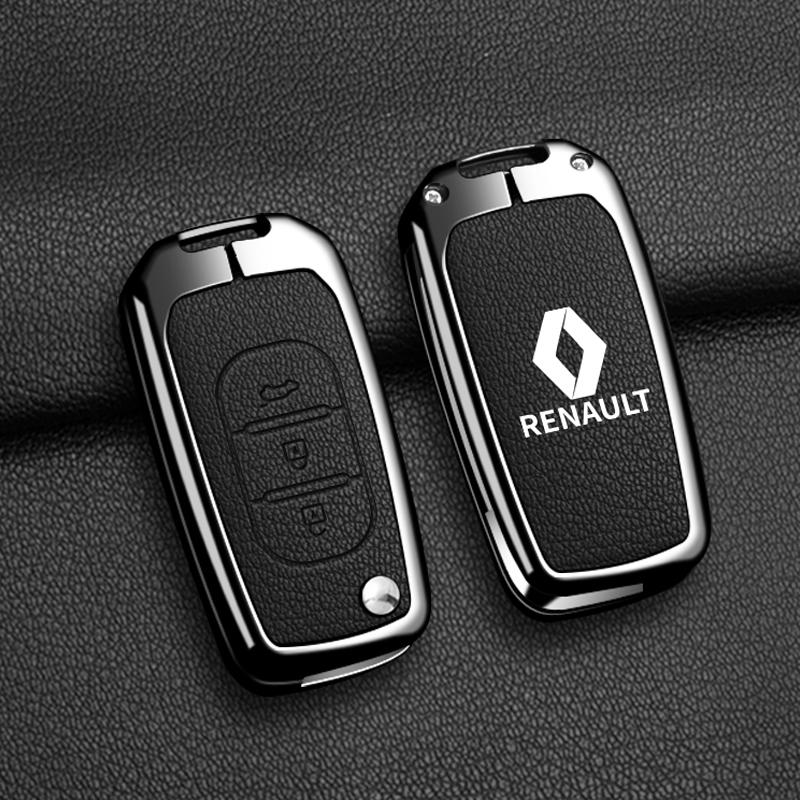 Interior Stickers Zinc Alloy Car Key Case Bag Metal Key Shell For Renault Sandero Duster Clio 5 Captur Austral Kadjar Megane Lo