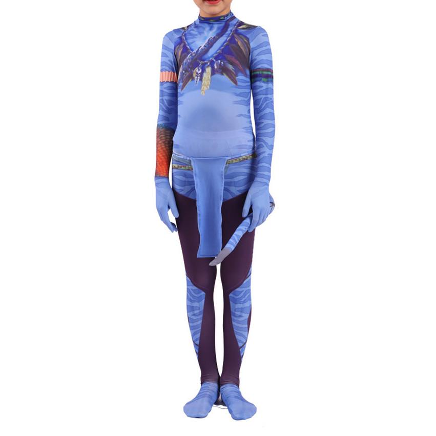 Movie stage suit print avatar with tail armor superhero suit, tights