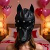 Hardcore BDSM Equipment Unisex Sexy Costumes, Faux Leather Open Mouth Dog Headgear, Full Face Hood for Roleplay Fetish Masks Cosplay And Role