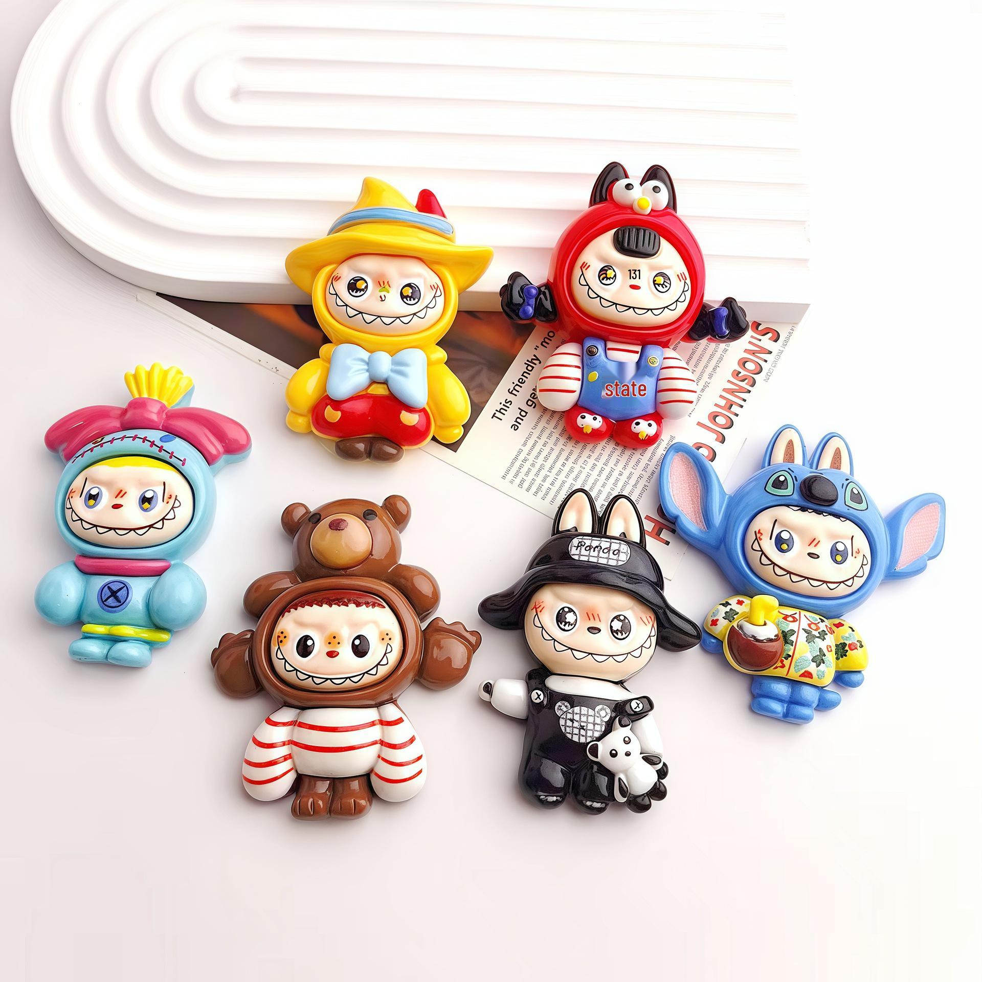 Cartoon Plush Doll DIY Resin Accessories: Hair Clip, Magnet, Keychain Pendant Large Card