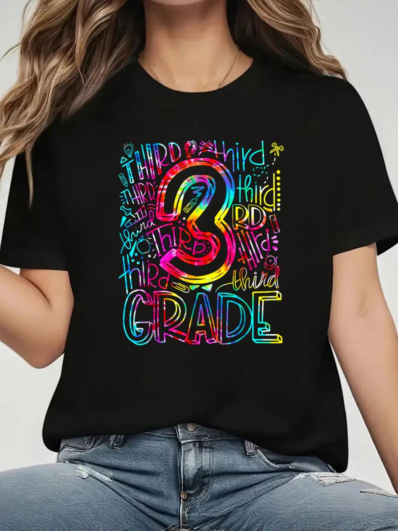 Third Grade Rainbow Tie Dye Back to School T-shirt XXL