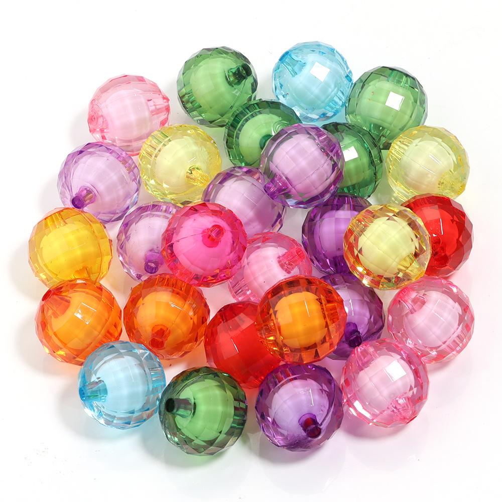 20-100pcs 8/10/12/14/16/18/20mm Faceted Acrylic Beads Mixed Color Round Loose Beads For Jewelry Making DIY Bracelets Necklace