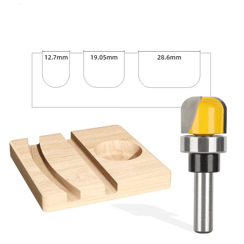 1pcs 6mm 8mm Shank 1-1/8 3/4 1/2 Diameter Bowl Tray Router Bit Round Nose Milling Cutter with Bearing for Woodworking