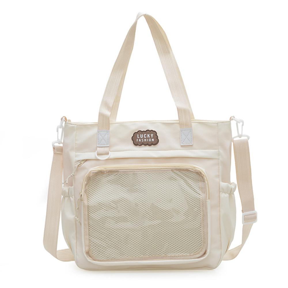 Zipper Transparent Pocket Handbag Large Capacity Canvas Shoulder Bag Sweet Itabag  Girl