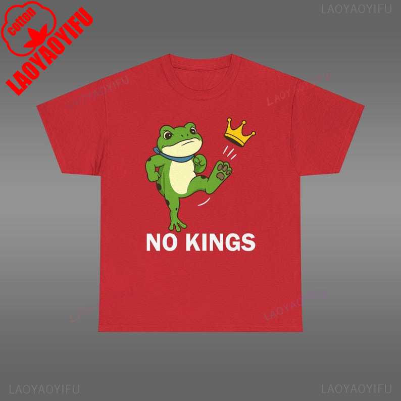 

No Kings Shirt Men Women Portland Frog Protest TShirt High Quality Cotton Cartoons Fashion Printed Tshirt Tops Allmatch S