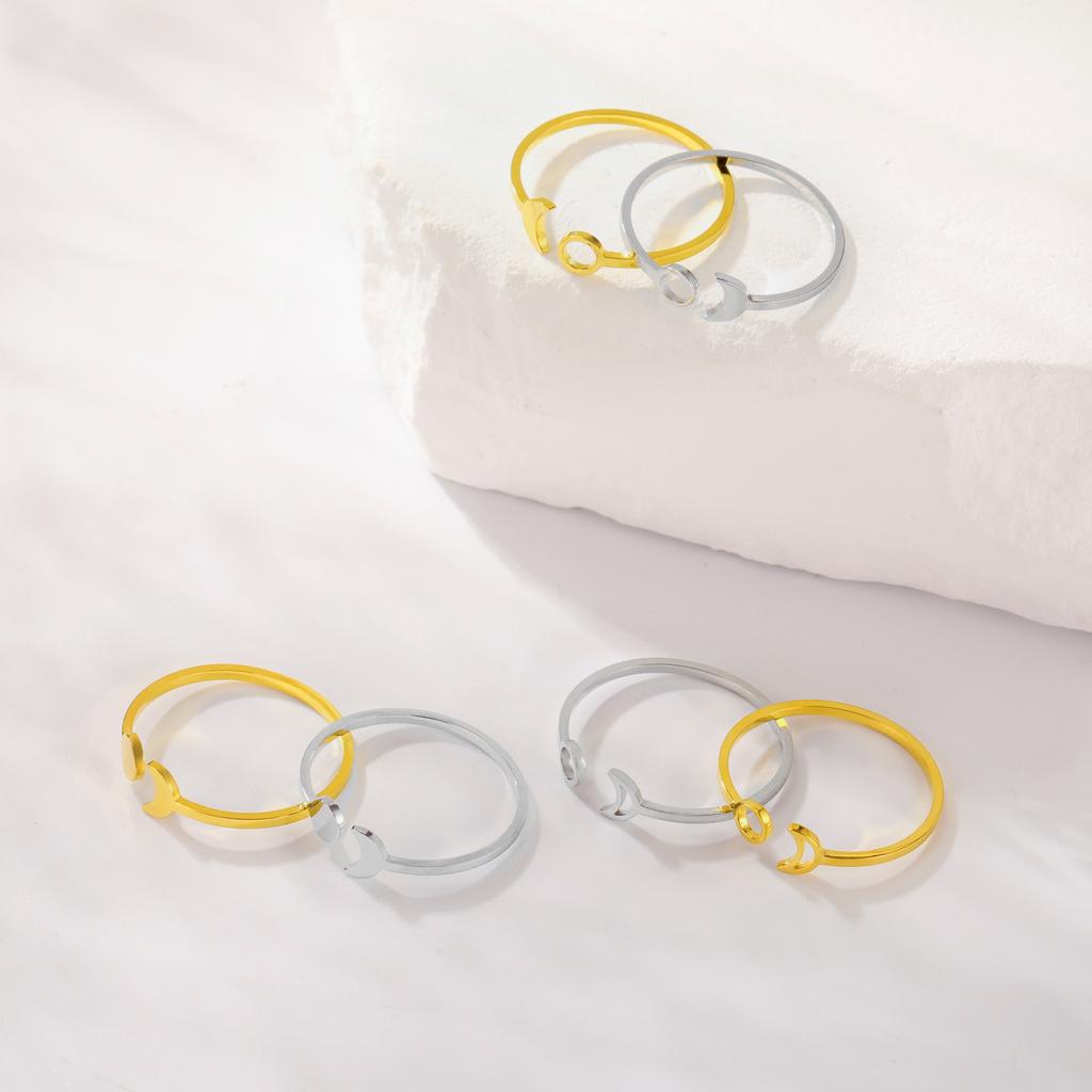 Cazador Crescent Moon Full Moon Rings for Women Stainless Steel Open Finger Rings 2025 Trend Jewelry Birthday Gift Wholesale
