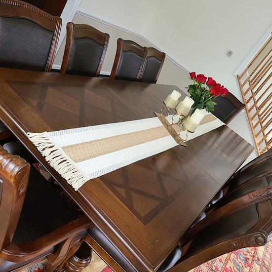 1 Stripe Table Runner Bohemian Heat-resistant Cotton Flax Wedding Banquet Table Runner with