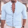 Men's Multi-buttons Shirts Cotton Linen Hawaiian Beach Shirt Long Sleeves Stand Collar Lightweight Breathable Men's Shirt