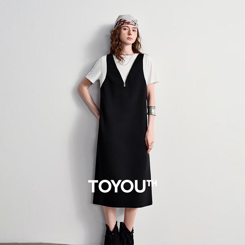 Chuyu Women s Summer 2026 Contrast Stitch Midi T-Shirt Dress XL