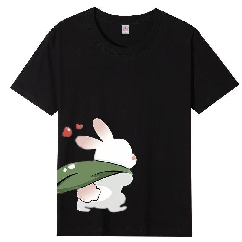 Damer Sommer Populær Kortarmet T-skjorte Bomull Pustende Løs Topp Trykket T-skjorte Casual