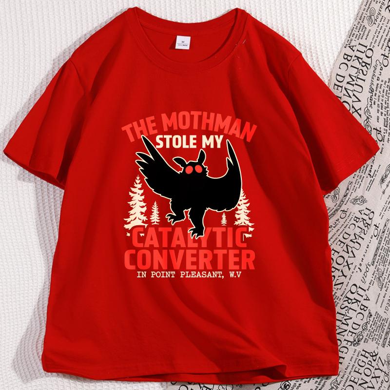 

Funny Mothman Printed Graphic Tee Shirt Short Sleeve Crewneck Tshirt Casual Y2k Cotton Loose Soft Round Neck Tshirt Menswear S