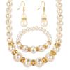 Imitation Pearl Jewelry Set Including Necklace, Bracelet & Earrings, Bridal 3-Piece Ornaments for Women