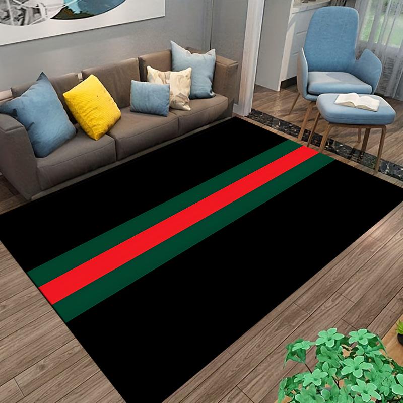 Black Red Green Stripe carpet Designed floor mat, suitable as a non-slip mat for the living room or bedroom sofa