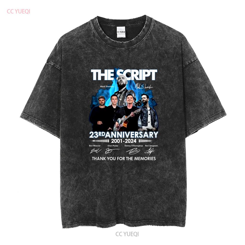 The Script 23rd Anniversary t Shirt Band Signature vintage Washed Versatile streetwear designer clothes Stylish