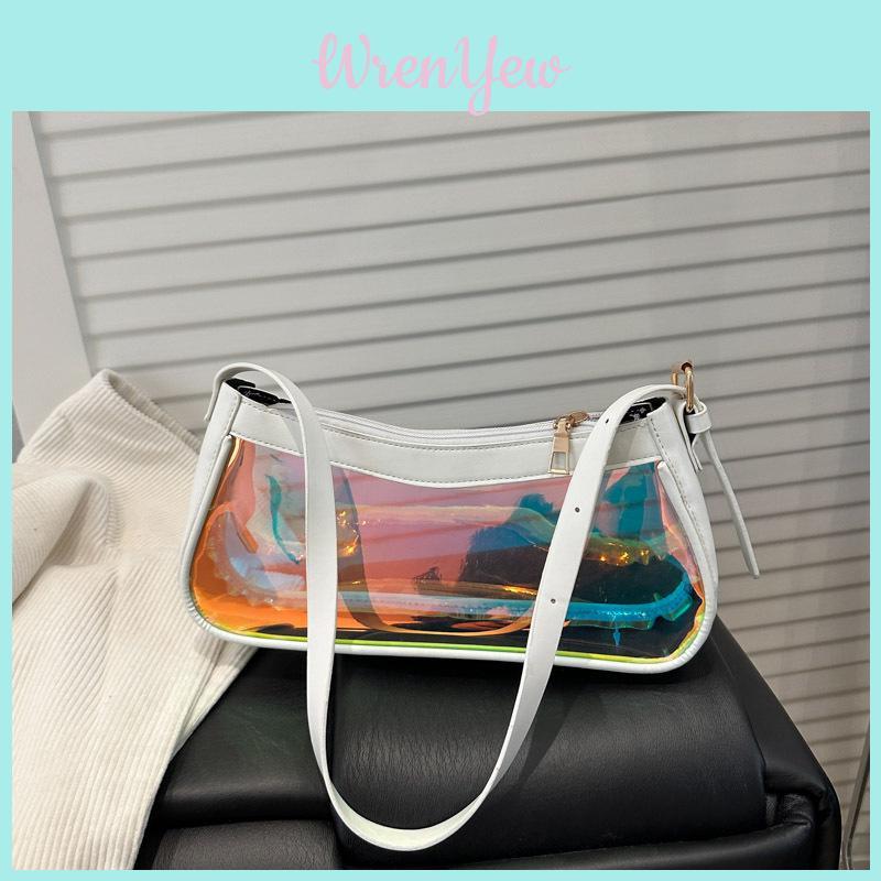 Acrylic Transparent Shoulder Bag For Women With Zipper Closure And Cell Phone Pocket For Daily Use