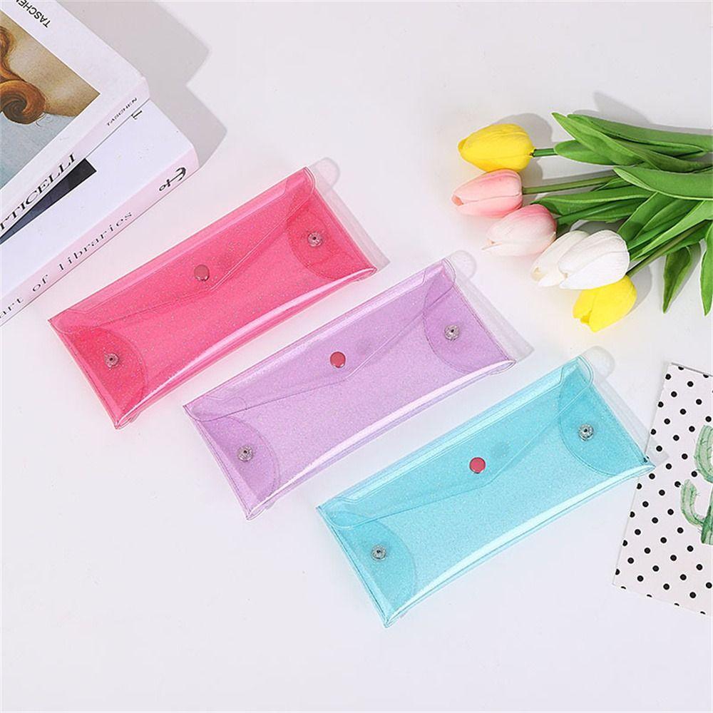 Transparent Pencil Case Glitter Stationary Organizer PVC Pencil Bags Cosmetic Bag