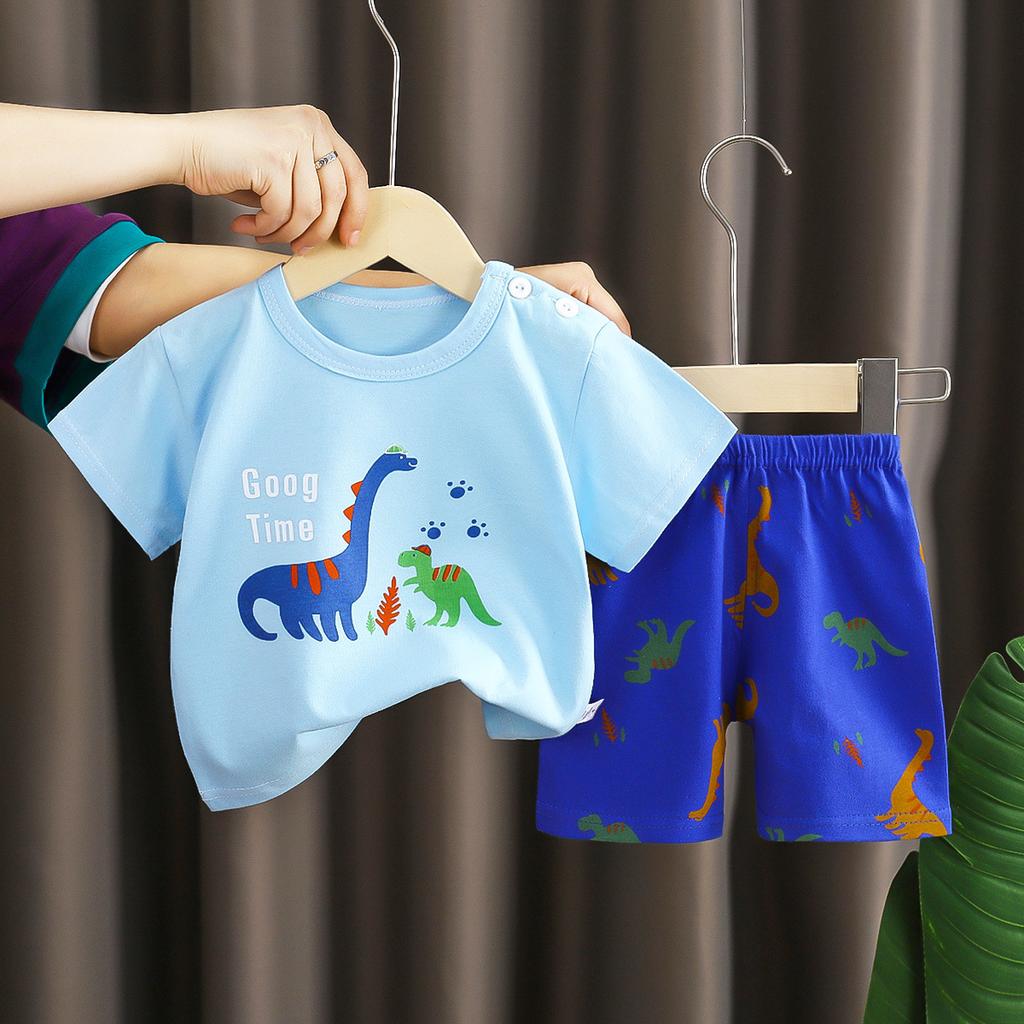 Children's Cotton Short-sleeved Set - Summer Girls' And Boys' Sports T-shirts And Shorts Set