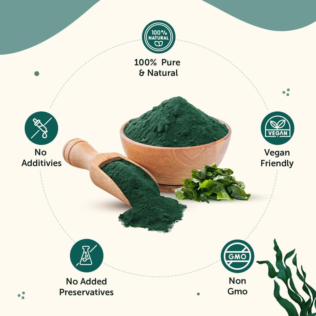 Neuherbs Pure Spirulina Powder 100g Pack of 1 Natural Green Superfood Supplement For Immune Support And Everyday Energy